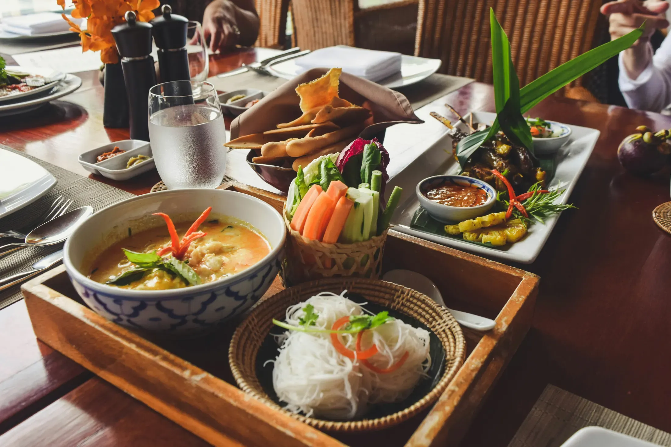 Thai dining table with shared dishes