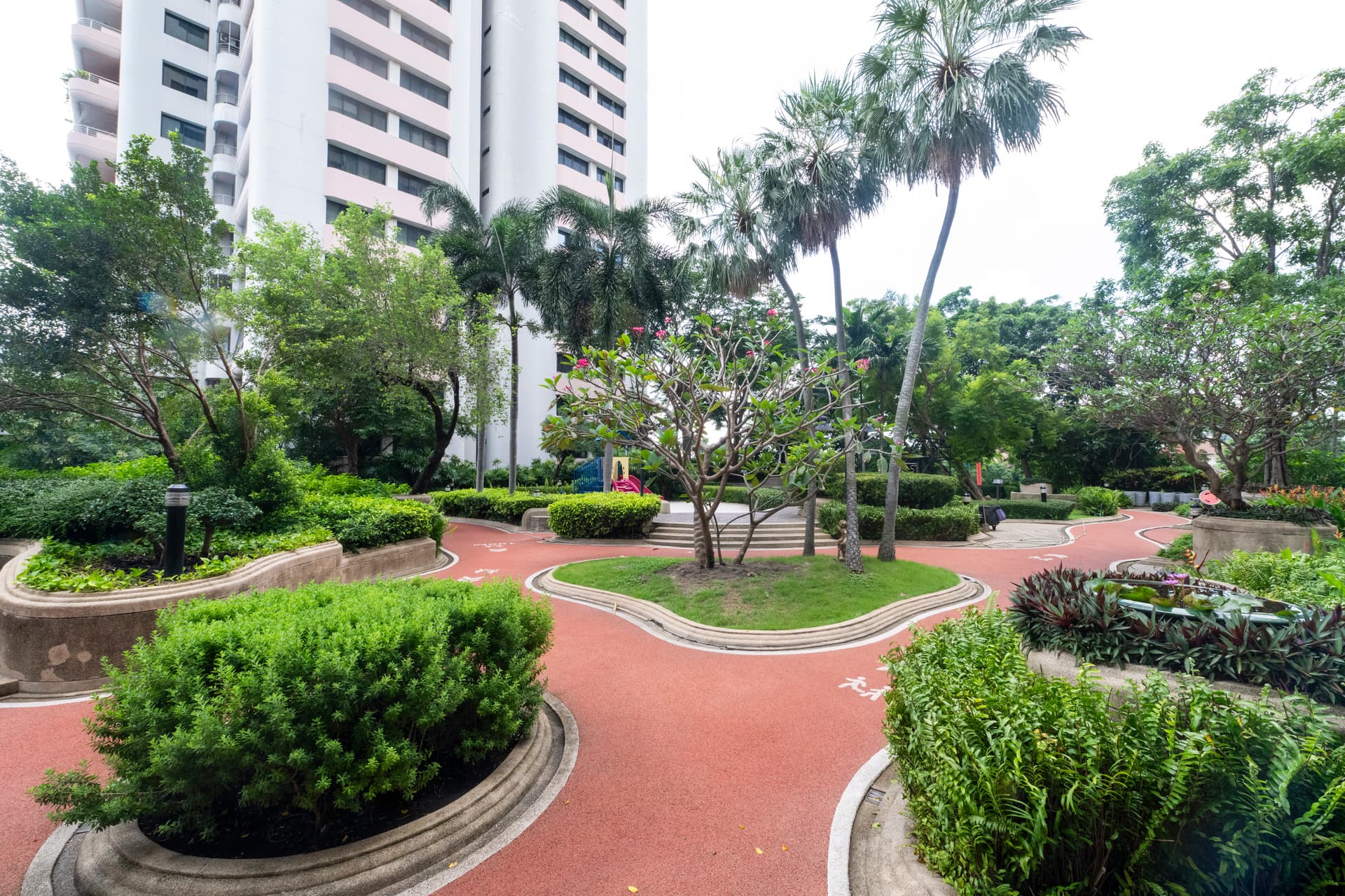 Lush garden view from Bangkok residence