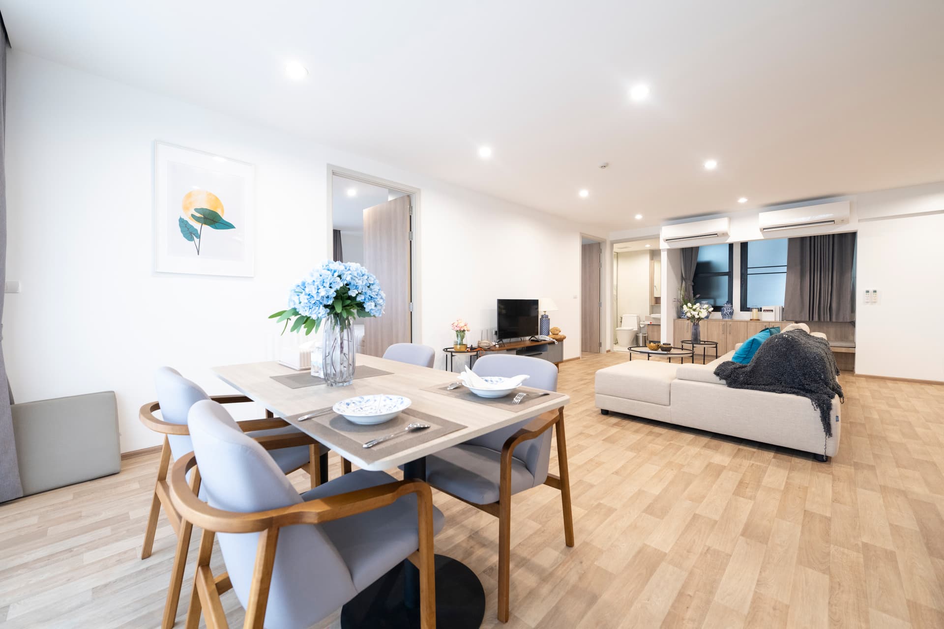 Modern dining and living area in Bangkok residence
